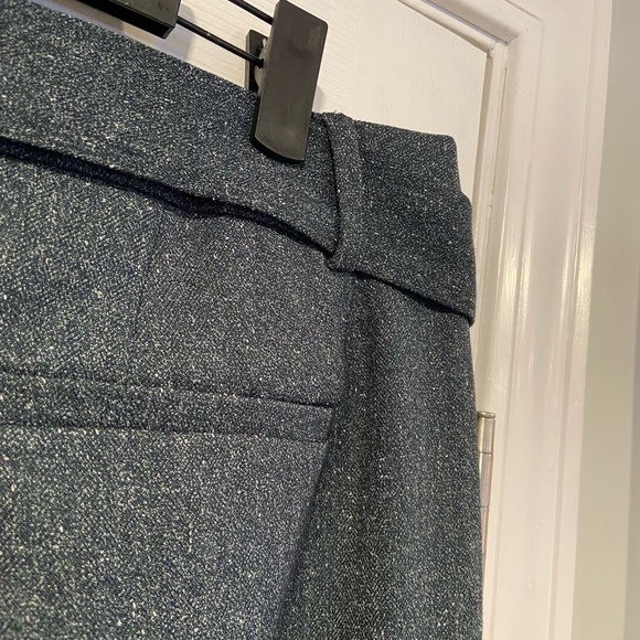 Loft Size 10 Julie Trouser Belted Blue Gray Wide Straight Leg Zip Up Stretch - Picture 6 of 15